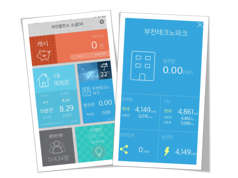 국민발전소 소셜DR앱 화면